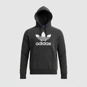 Vintage men Adidas Original big leaf three stripe logo graphics black hoodie in L|L26 W20|SKU 5566 image