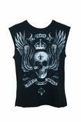 Vintage men Black Grunge Skull graphics oversize tank top 2XL|L30 W27|SKU 6583 image
