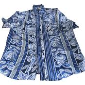 Vintage men Bogari blue floral hawaii short sleeve shirt in L/XL|L34 W22|SKU 6453 image