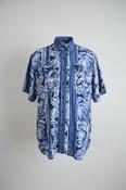 Vintage men Bogari blue floral hawaii short sleeve shirt in L/XL|L34 W22|SKU 6453 image