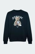 Vintage men Fabric bear graphics 90's black sweatshirt in M|L30 W23|SKU 6580 image