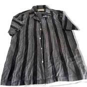 Vintage men Incu Collection black &amp; white stripe short sleeve shirt in M|L31 W19|SKU 6373 image