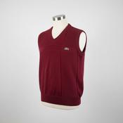 Vintage men Lacoste chemise V-neck red sleeveless cotton sweater in L|L29 W22|SKU 5597 image