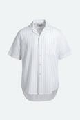 Vintage men Robert Le cam white stripe short sleeve shirt size 39|L33W22|SKU 6448 image