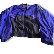 Vintage men Todd1 blue black color block full zip wind breaker jacket in XL| L27 W26| SKU 5664 image