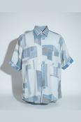 Vintage men grey hawaiin abstract 90's short sleeve shirt in M|L31 W22|SKU 6586 image