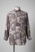Vintage men purple printed silk 80s / 90s patterned shirt in XL| L34 W22|SKU 5503 image