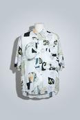 Vintage men white hawaiin abstract 90's short sleeve shirt in M/L|L34 W25|SKU 6589 image