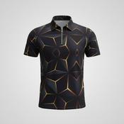 Vintage mens 3D pattern black short sleeve 1/4 zip polo shirt in M|L29 W18|SKU 5531 image