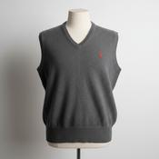 Vintage mens polo ralph lauren 100% Lambs wool grey sleeveless v-neck sweater in M|L 23 W19|SKU 5591 image