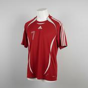 Vintage red and white Adidas Formotion football jersey from 2000s Size M image