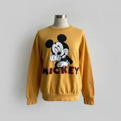 Vintage unisex Disney Mickey mouse graphics yellow crew neck sweatshirt in XS|L25 W18|SKU 5579 image