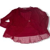 Vintage women Bassini Y2k Red Sheer Top with sequins details  Size L/xl|L23 W18| SKU 5500 image