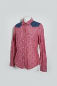 Vintage women Jambangee jeans red pattern double pocket long sleeve shirt in M|L26 W18|SKU 6590 image