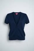 Vintage women Monsoon navy blue V-neck button down short sleeve sweater UK 14|L25 W20|SKU 6592 image