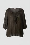 Vintage women Per una ruffle shinny casual brown blouse UK 14|L26 W18|SKU 6513 image