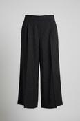 Vintage women black dotted chiffon wide leg crop trouser in L|L30 W18 |SKU 6304 image