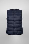 Vintage women button down puffer padded navy sleeveless jacket in S|L25 W19|SKU 6502 image