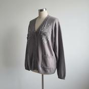 Vintage women cream button up double pocket knit sweater in L/XL| L25 W21|SKU 5604 image