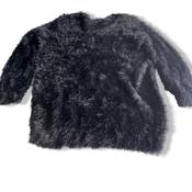 Vintage women cute y2k George black faux fur sweater size 16|L32 W19|SKU 5639 image