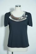 Vintage women gold ruffle neck per una grey top size 12|L24 W17|SKU 6644 image
