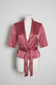 Vintage women petite linen crop top open front jacket in S|L23 W16|SKU 6613