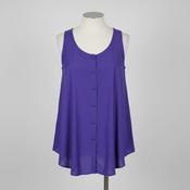Vintage women purple pleated tank button down top in L/XL|L26 W17|SKU 5535 image