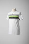 Vintage women's Multi Striped White short sleeve 1/4 button up tees in S|l25w15|sku 5453 image