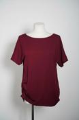 Vintage women short sleeve boat neck wine ruched side blouse in XL|L28 W15|SKU 6641 image