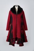 Vintage women winter red  fleece zipper long overcoat in M/L|L41 W24|SKU 6733 image