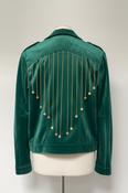 Vintage y2k Women Green Fringe Biker Jacket image