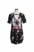Women black Cameo rose V-neck mini dress UK 8|L33 W15|SKU 6624 image