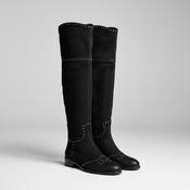 Women’s Black Leather Studded Over The Knee Moleskin Boots 41/8 Sku 6773