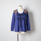 Women's JWLA Polyester blue embroidery long sleeve blouse in L|L27 W18|SKU 6508 image