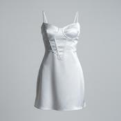 Women's White round neck satin mini zip up Corset knee length Y2K Dress image