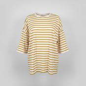 Zara men white &amp; yellow stripe oversize short sleeve tees in XL|29 W22|SKU 6483 image