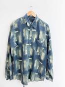 Vintage blue abstract festive pattern mens long sleeve shirt size L image