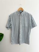 Vintage maine blue patterned mens short sleeve shirt size M image