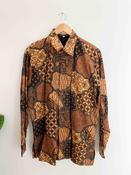 Vintage Batik brown abstract pattern mens long sleeve large shirt image