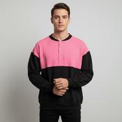 Vintage black pink colorblock 1/4 botton up crew neck sweatshirt