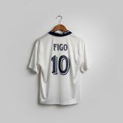 vintage Real Madrid home jersey featuring Luis Figo with the number 10, likely from the 2000-01 or 2001-02 centenary season. SZ L SKU      7443 image