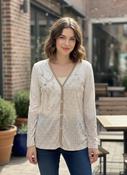 Rubynee Vintage y2k Vneck Patterned cream Sweatshirt image
