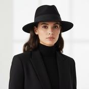 Replay Black Grey Wool Felt Fedora Hat With Adjustable Strap #wool  #sku 6808 image