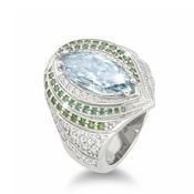 Platinum, Lab Grown Marquise Cut Green Blue Diamond Cluster Dress Ring image