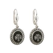 Solvar Marcasite Shamrock Connemara Marble Drop Earrings image