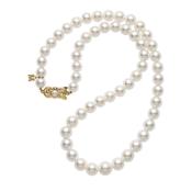 18k Yellow Gold 8mm Grade AA Pearl Uniform Strand Necklace image