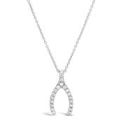 18k White Gold &amp; Damond Wishbone Pendant Necklace