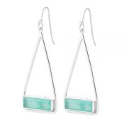 Silver Manhattan Aqua Chalcedony Swing Drop Earrings