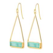 Yellow Gold Manhattan Aqua Chalcedony Swing Drop Earrings image