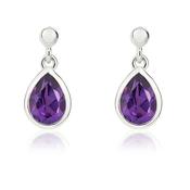 9k White Gold Pear-Shaped Amethyst Drop Earrings